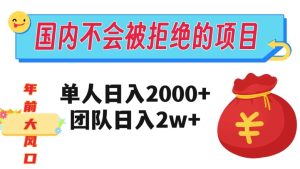 在国内不怕被拒绝的项目，单人日入2000，团队日入20000+【揭秘】-星启会
