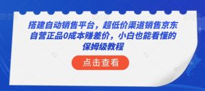 搭建自动销售平台，超低价渠道销售京东自营正品0成本赚差价，小白也能看懂的保姆级教程-星启会