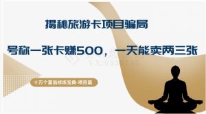 十万个富翁修炼宝典之5.揭秘旅游卡项目骗局，号称“一张卡赚500，一天能卖两三张”-星启会