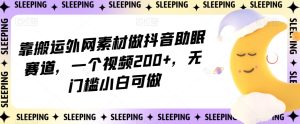 靠搬运外网素材做抖音助眠赛道，一个视频200+，无门槛小白可做【揭秘】-星启会
