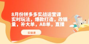 8月份拼多多实战运营课，实时玩法，爆款打造，改销量，补大单，AB单，直播-星启会