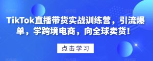 TikTok直播带货实战训练营，引流爆单，学跨境电商，向全球卖货！-星启会