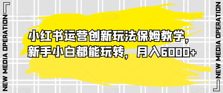 小红书运营创新玩法保姆教学,新手小白都能玩转,月入6000+【揭秘】