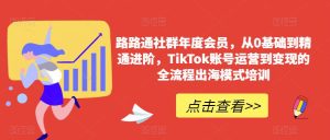 路路通社群年度会员，从0基础到精通进阶，TikTok账号运营到变现的全流程出海模式培训-星启会