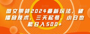 图文带货2024最新玩法，破播放技术，三天起号，小白也能日入500+【揭秘】-星启会