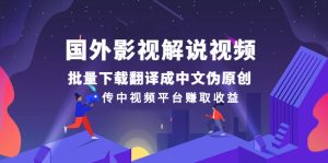 国外影视解说视频，批量下载翻译成中文伪原创，传中视频平台赚取收益-星启会