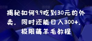 揭秘如何9.9吃到30元的外卖，同时还能日入300+，极限薅羊毛教程-星启会