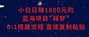 小白能日赚1800元的蓝海项目”释梦”0-1搭建流程可直接复制粘贴长期做【揭秘】-星启会