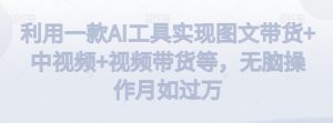 利用一款AI工具实现图文带货+中视频+视频带货等，无脑操作月如过万【揭秘】-星启会