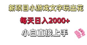 新项目小游戏文字玩出花日入2000+，每天只需一小时，小白直接上手【揭秘】-星启会