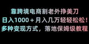 靠跨境电商割老外挣美刀，日入1000＋月入几万轻轻松松！多种变现方式，落地保姆级教程【揭秘】-星启会