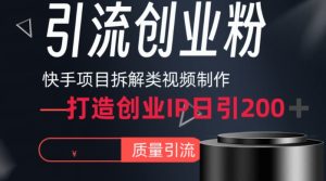 快手项目拆解类视频详细制作流程打造个人IP，单日引流200+高质量创业粉【揭秘】-星启会