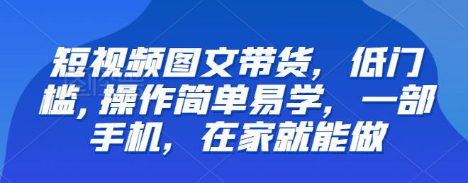 【推荐】短视频图文带货,低门槛,操作简单易学,一部手机,在家就能做
