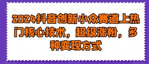 2024抖音创新小众赛道上热门核心技术，超级涨粉，多种变现方式【揭秘】-星启会