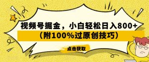 视频号掘金，小白轻松日入800+（附100%过原创技巧）【揭秘】-星启会