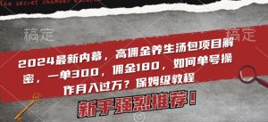 2024最新内幕，高佣金养生汤包项目解密，一单300，佣金180，如何单号操作月入过万？保姆级教程【揭秘】-星启会