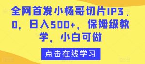 全网首发小杨哥切片IP3.0，日入500+，保姆级教学，小白可做【揭秘】-星启会