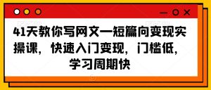 41天教你写网文—短篇向变现实操课，快速入门变现，门槛低，学习周期快-星启会