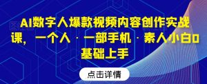 AI数字人爆款视频内容创作实战课，一个人·一部手机·素人小白0基础上手-星启会