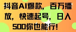 抖音AI爆款，百万播放，快速起号，日入500你也能行【揭秘】-星启会
