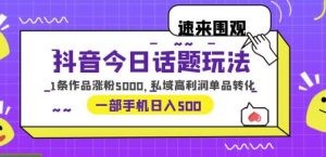 抖音今日话题玩法，1条作品涨粉5000，私域高利润单品转化一部手机日入500【揭秘】-星启会