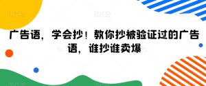广告语，学会抄！教你抄被验证过的广告语，谁抄谁卖爆-星启会
