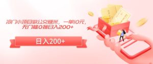 冷门小项目做公交赚米，一单10元，无门槛0撸日入200+【揭秘】-星启会