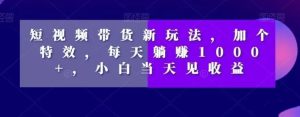 短视频带货新玩法，加个特效，每天躺赚1000+，小白当天见收益【揭秘】-星启会