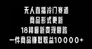 无人直播冷门赛道，商品形式更新，18种变现思路，一件商品赚取收益10000+【揭秘】-星启会