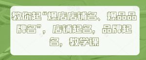 教你起“爆店店铺名、爆品品牌名”，店铺起名，品牌起名，教学课-星启会