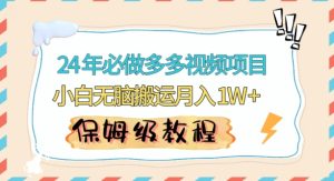 人人都能操作的蓝海多多视频带货项目，小白无脑搬运月入10000+【揭秘】-星启会