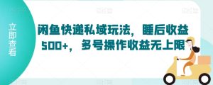 闲鱼快递私域玩法，睡后收益500+，多号操作收益无上限【揭秘】-星启会
