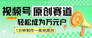 2024视频号最新原创赛道，1分钟一条原创作品，日入4位数轻轻松松-星启会