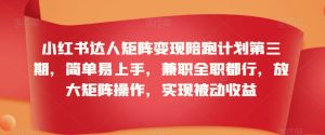 小红书达人矩阵变现陪跑计划第三期，简单易上手，兼职全职都行，放大矩阵操作，实现被动收益-星启会
