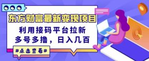 东方财富最新变现项目，利用接码平台拉新，多号多撸，日入几百无压力-星启会