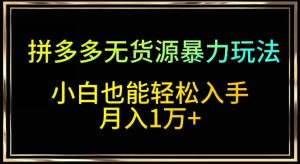 拼多多无货源暴力玩法，全程干货，小白也能轻松入手，月入1万+【揭秘】-星启会