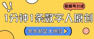 2024最新不露脸超火视频号分成计划，数字人原创日入3000+【揭秘】-星启会