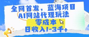 全网首发，蓝海项目，AI网站代理玩法，零成本日收入1-3千+【揭秘】-星启会