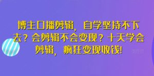 博主口播剪辑，自学坚持不下去？会剪辑不会变现？十天学会剪辑，疯狂变现收钱!-星启会