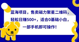 蓝海项目，售卖磁力聚星二维码，轻松日赚500+，适合0基础小白，一部手机即可操作【揭秘】-星启会