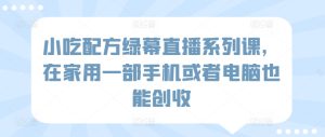 小吃配方绿幕直播系列课，在家用一部手机或者电脑也能创收-星启会