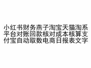 小红书财务燕子淘宝天猫淘系平台对账回款核对成本核算支付宝自动取数电商日报表-星启会