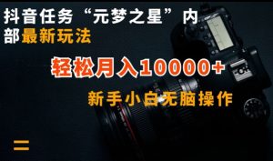 抖音任务“元梦之星”内部最新玩法，新手小白无脑操作，轻松月入10000+【揭秘】-星启会