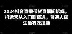 2024抖音直播带货直播间拆解，抖运营从入门到精通，普通人谋生最有效技能-星启会