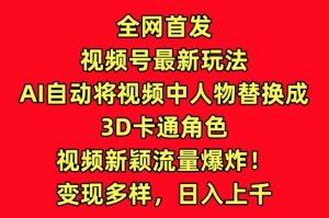 全网首发视频号最新玩法，AI自动将视频中人物替换成3D卡通角色，视频新颖流量爆炸【揭秘】-星启会