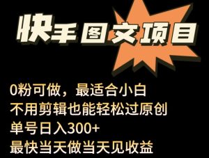 24年最新快手图文带货项目，零粉可做，不用剪辑轻松过原创单号轻松日入300+【揭秘】-星启会