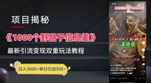 一千个野路子信息差最新玩法教程-变现+引流的玩法具体拆解【揭秘】-星启会