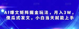 AI爆文矩阵掘金玩法，月入3W，傻瓜式发文，小白当天就能上手【揭秘】-星启会