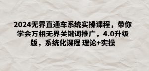 2024无界直通车系统实操课程，带你学会万相无界关键词推广，4.0升级版，系统化课程 理论+实操-星启会