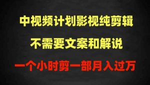 中视频计划影视纯剪辑，不需要文案和解说，一个小时剪一部，100%过原创月入过万【揭秘】-星启会